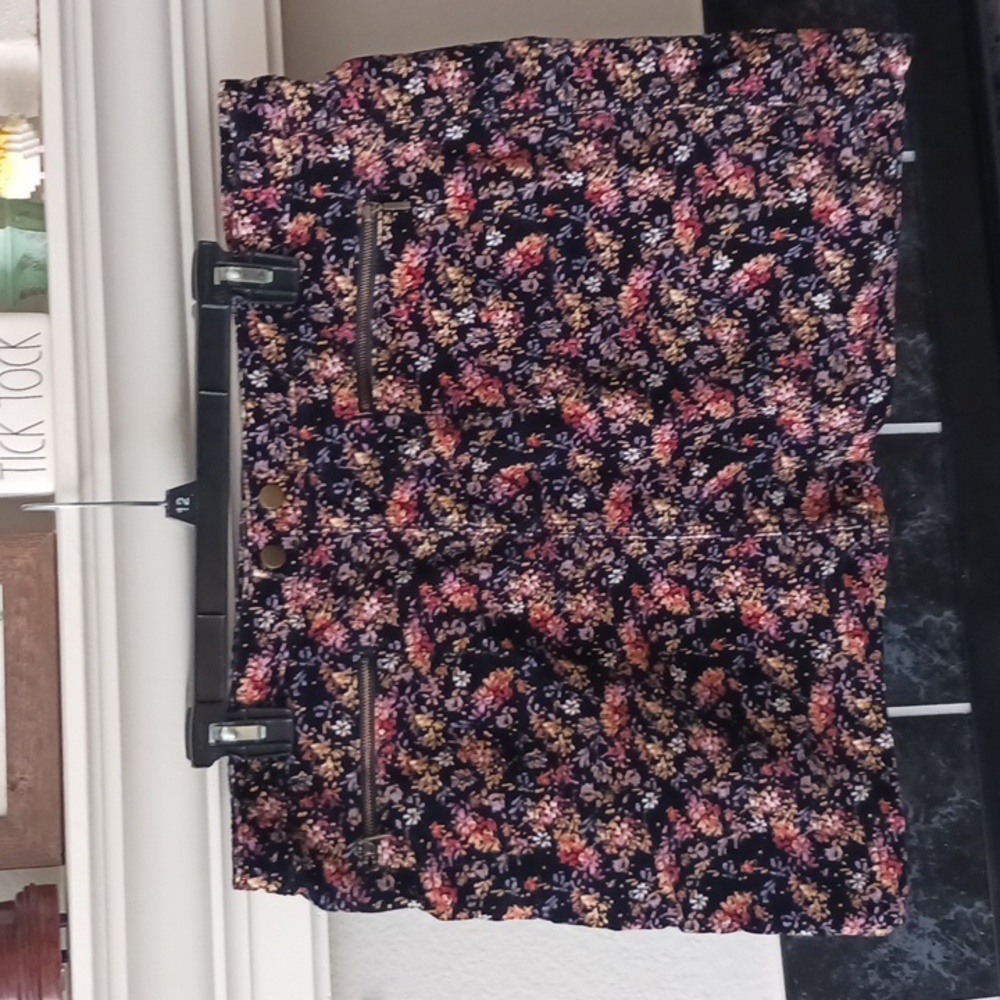 Mossimo Supply Co. Floral Corderoy Skirt